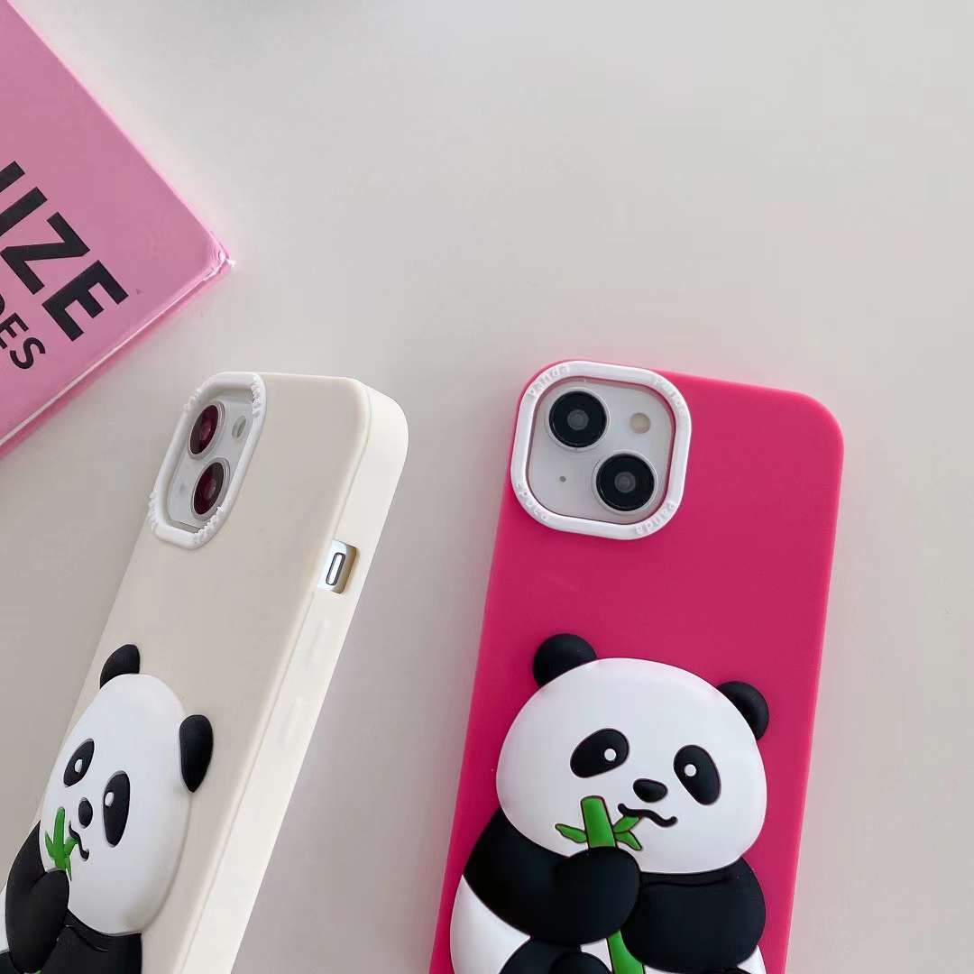 Panda With BamBoo Silicon Phone Cases For iPhone 15