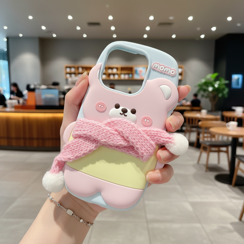Cute Bear With Scarf - Phone Case For iPhone 14 Pro