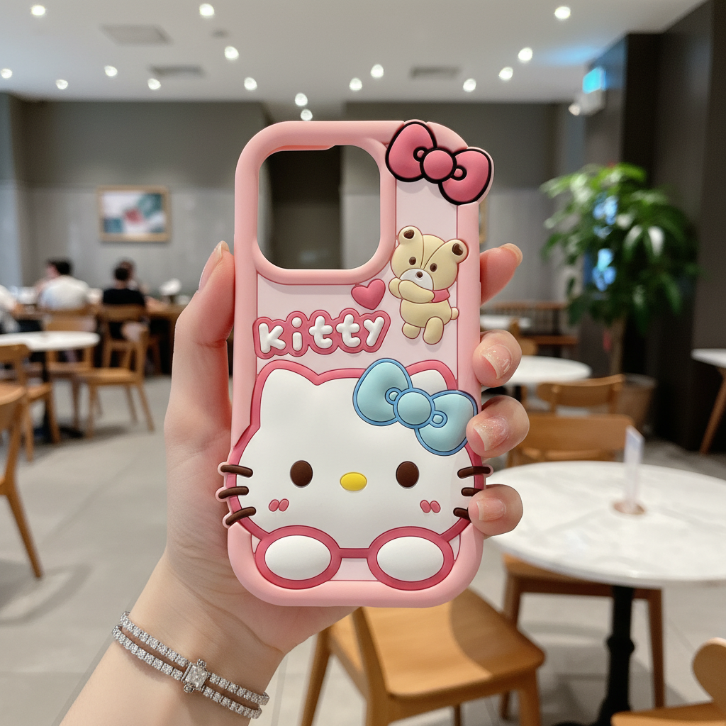 Bow Bear Kitty Silicon Phone Case