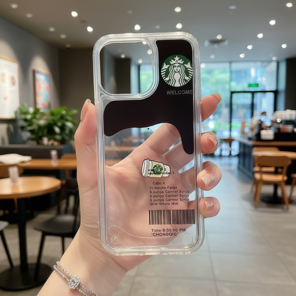 Starbcuks Liquid Coffee Floating Cup - Phone Case For iPhone 14