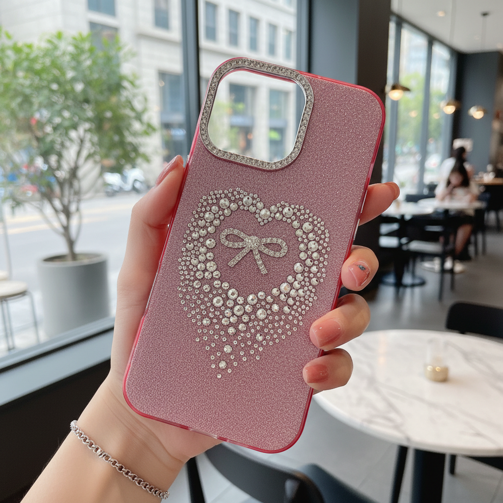 Stardust Heart Shimmer Case - Pink - Phone Case For iPhone 14