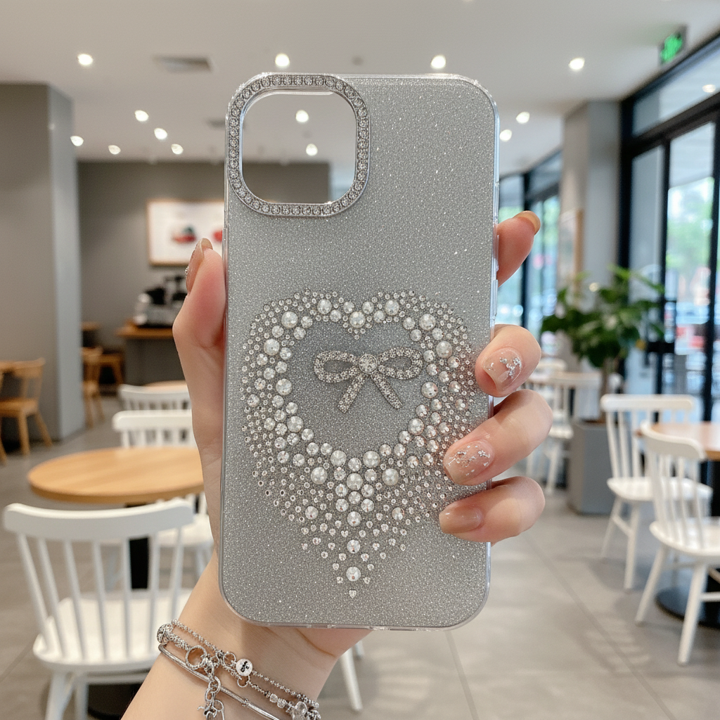Stardust Heart Shimmer Case - Silver - Phone case for iPhone 13