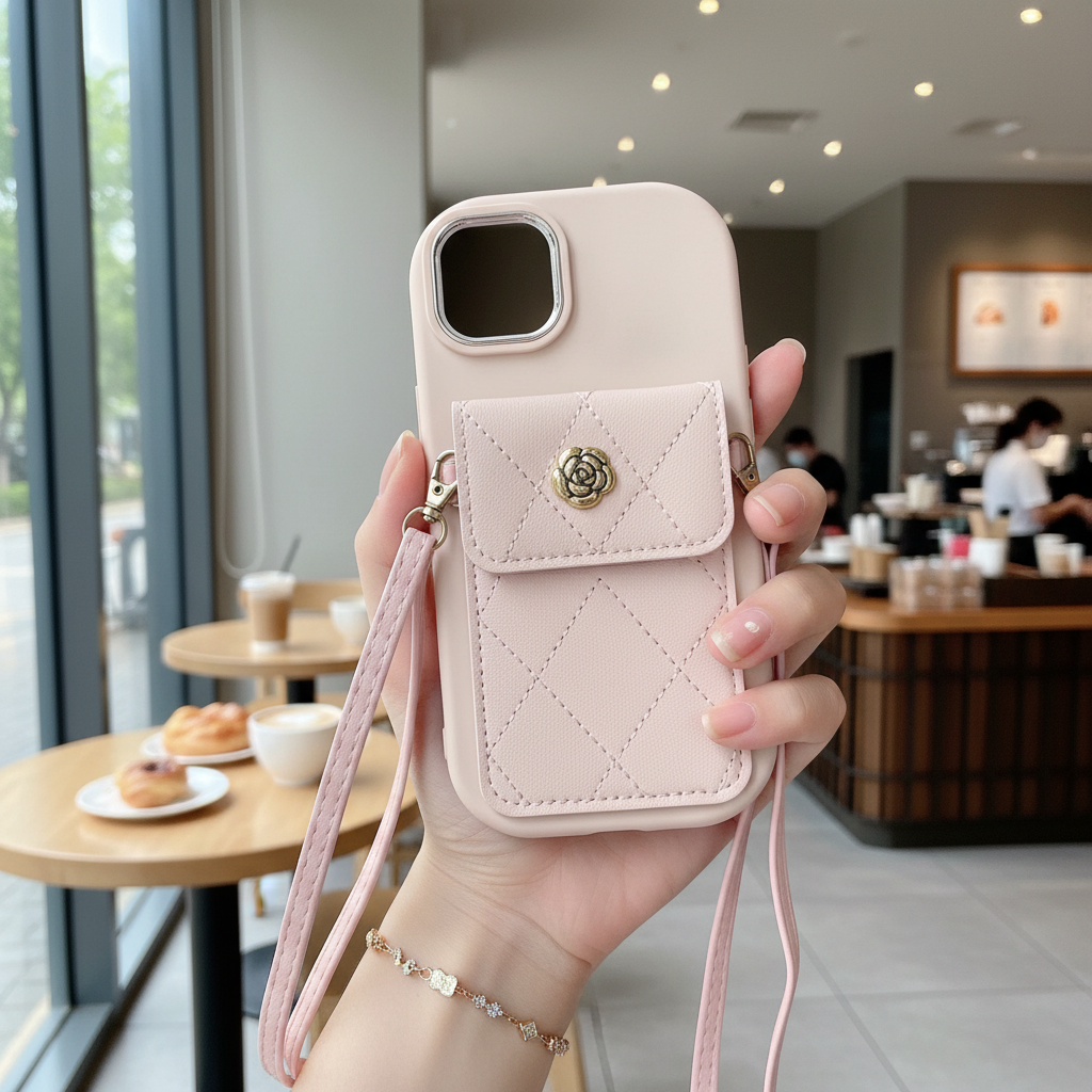 Pink Silicon Phone Case With Card-Cash Wallet - Phone Case For iPhone 12