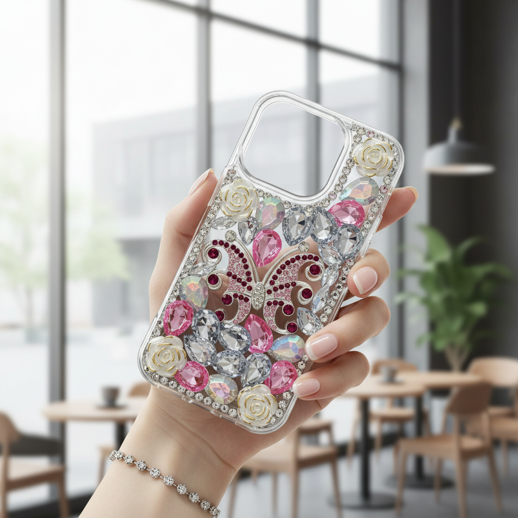Luxury Crystal Diamond Butterfly Bling - Phone Case For iPhone 14