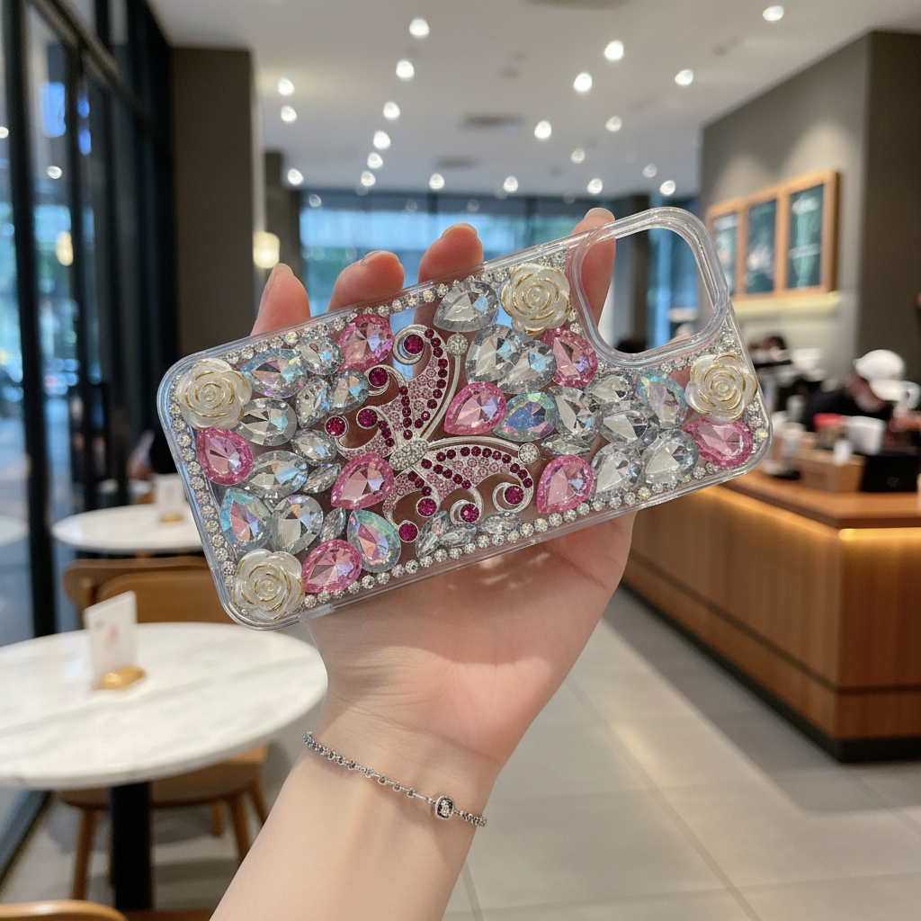 Luxury Crystal Diamond Butterfly Bling - Phone Case For iPhone 14