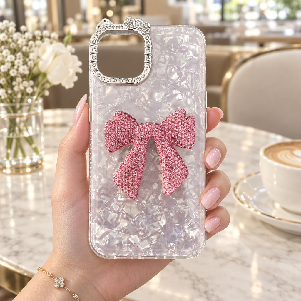 Luxury Bow Bling Case - Pink - Phone Case For iPhone 14