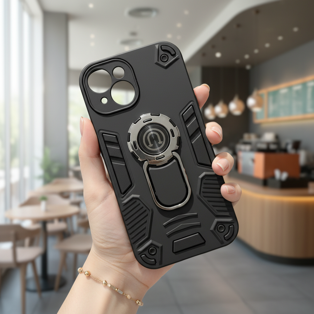 Matte Black Heavy Duty Armor Case - Phone Case For iPhone 14 Plus