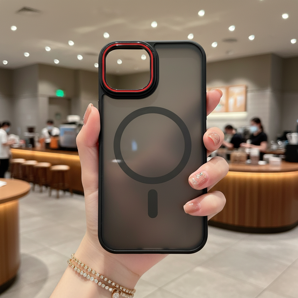 Midnight Black MagSafe Ring Silicone Case - Phone Case For iPhone 15