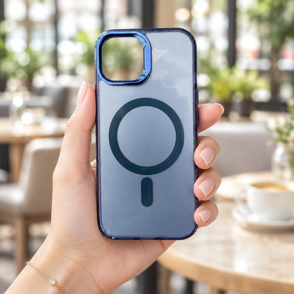 Blue Luxury Smoky Phone Case With Magsafe - Phone Case For iPhone 15
