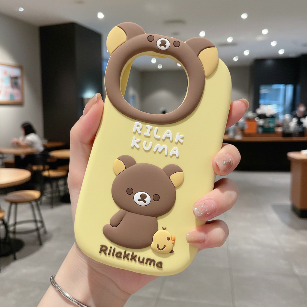 Yellow Lovely Chik Rilakkuma Bear Lens Frame - Phone Case For iPhone 14 Pro