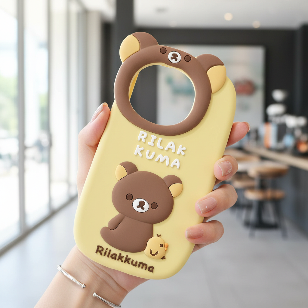 Yellow Lovely Chik Rilakkuma Bear Lens Frame - Phone Case For iPhone 15 Plus