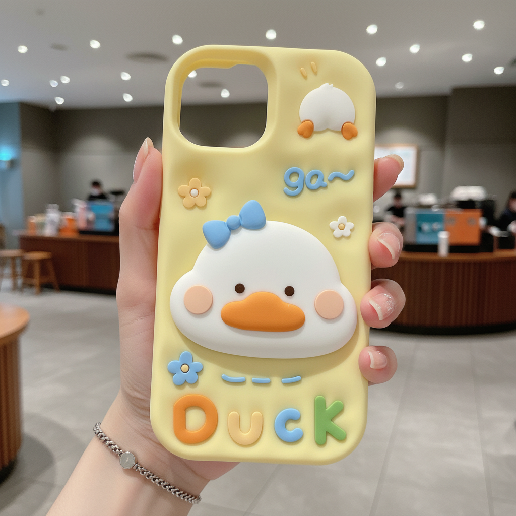 Yellow Duck With Holder - Phone Case For iPhone 15